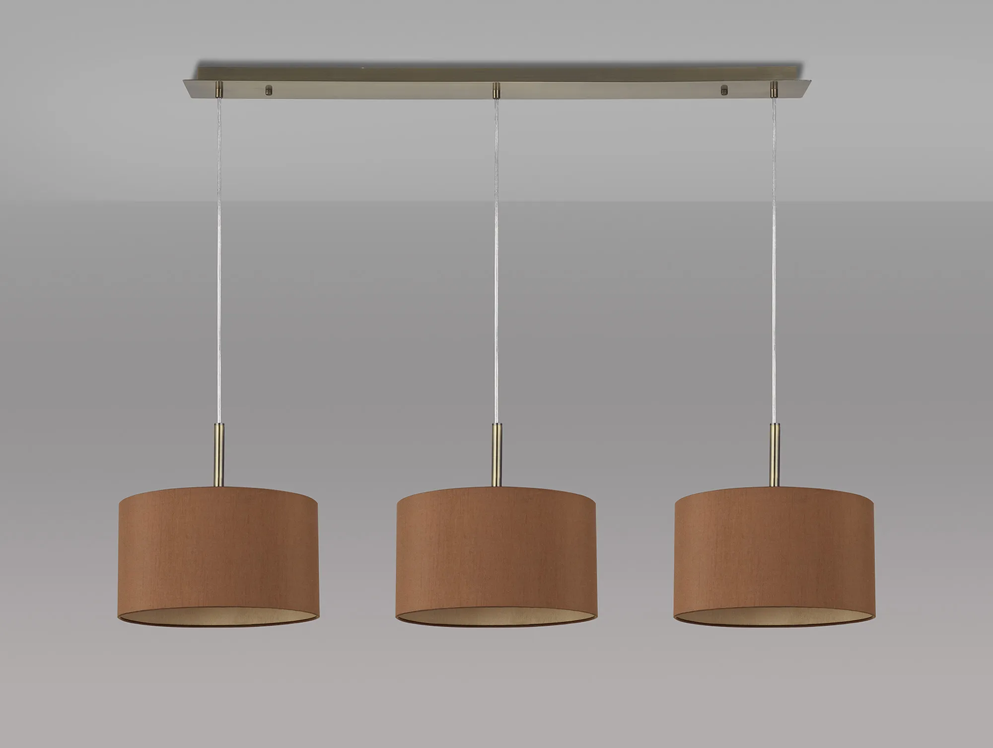 Baymont 30cm Shade 3 Light Pendant Antique Brass, Raw Cocoa/Grecian Bronze DK0572  Deco Baymont AB RC